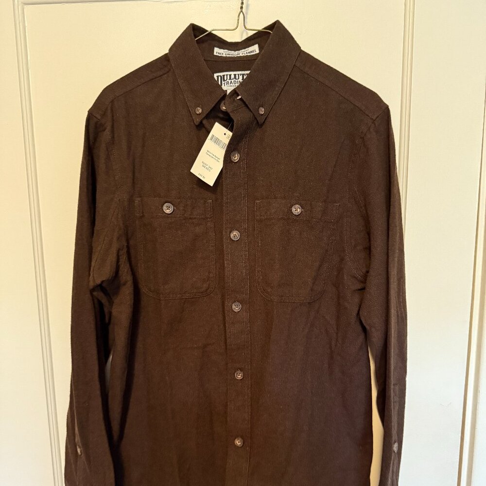 Duluth Trading Co Men’s Free Swingin Flannel Slim Fit Shirt Small Brown